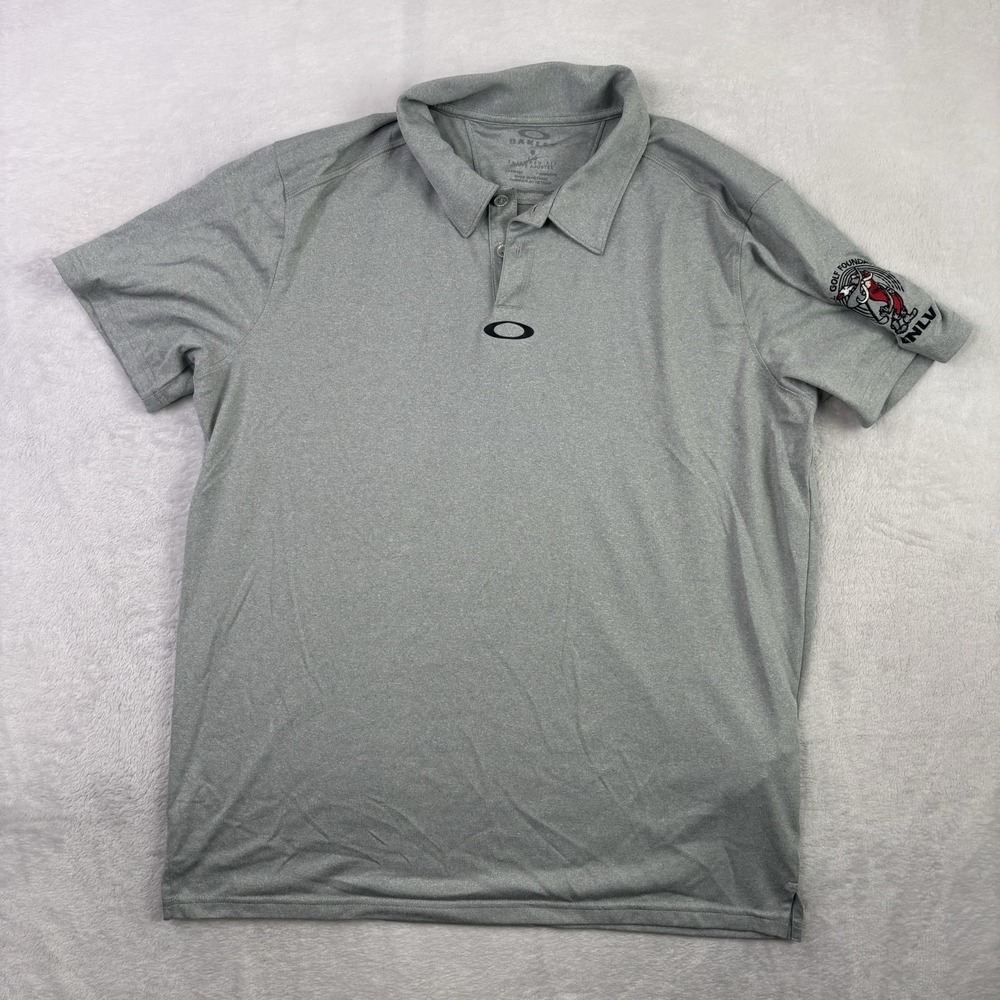 Oakley Hydrolix UNLV Grey Short Sleeve Collared Polo Shirt Men's Large Tailored